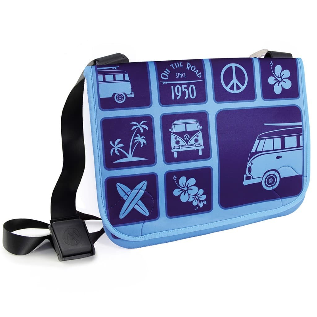 VW Bulli T1 Neopren Schultertasche groß Surf blau